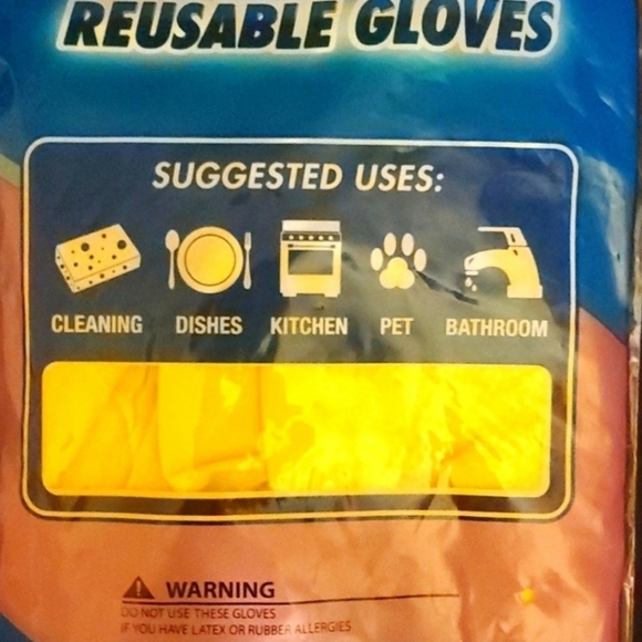 Yellow Reusable Gloves Size Medium- 2 pairs - Picture 2 of 4